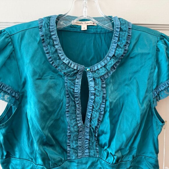 Nanette Lepore | Ruffle Keyhole Silk Top - Picture 5 of 11